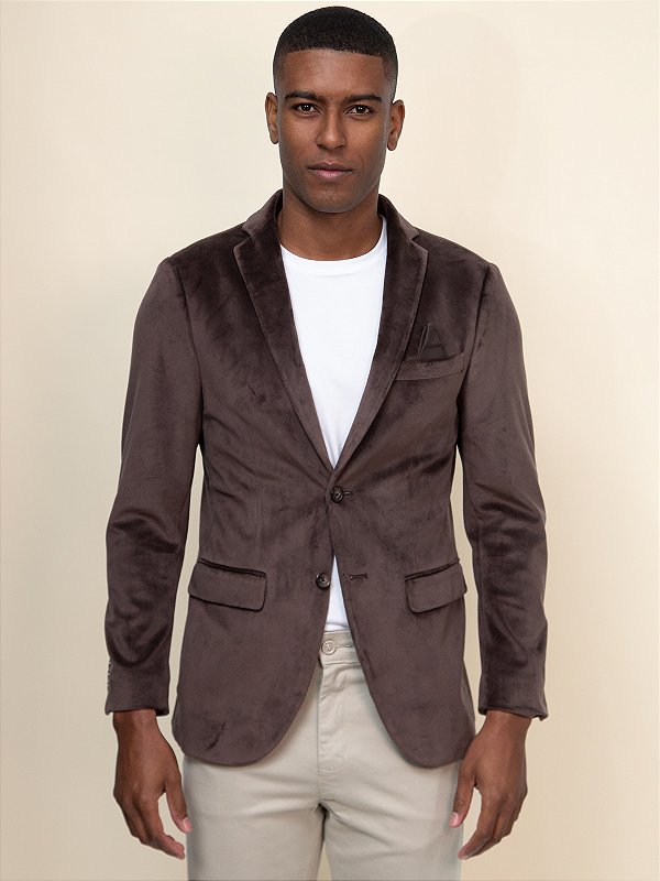 Blazer Veludo Slim Navaratti Marrom