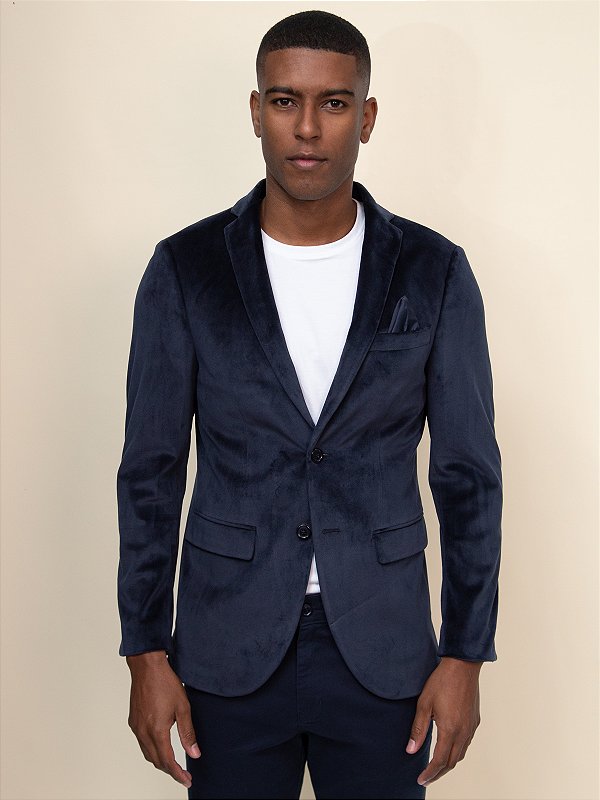 Blazer Veludo Slim Navaratti Marinho
