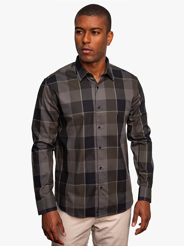Camisa Manga Longa Regular Tricoline Xadrez Aramis
