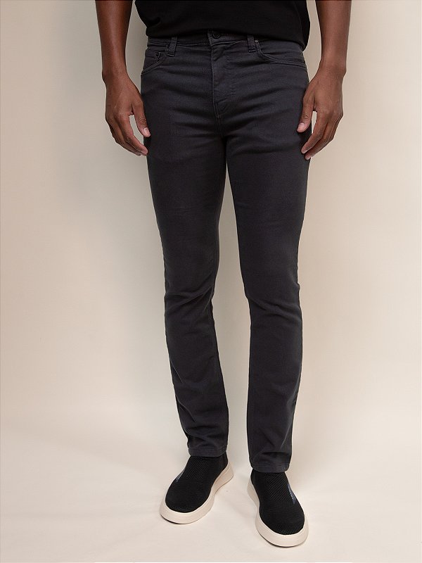 Calça Sarja Slim Five Pockets Ville de France Chumbo