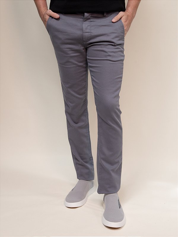 Calça Sarja Squash Bolso Faca Ville de France Steel Gray