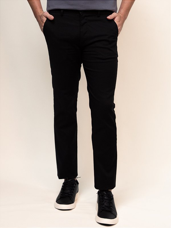 Calça Sarja Chino Slim Cotton Ville de France Preto