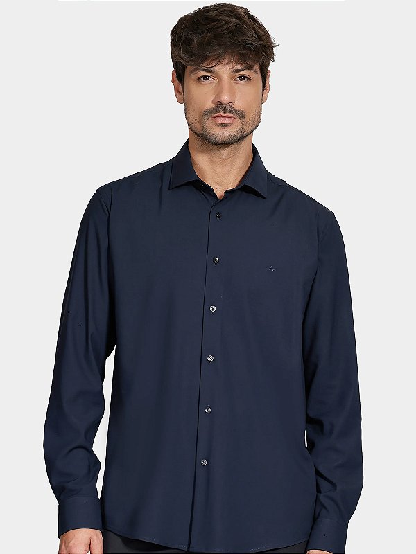 Camisa Aramis Manga Longa Slim Poliviscose de Bambu Com Stretch Marinho Escuro