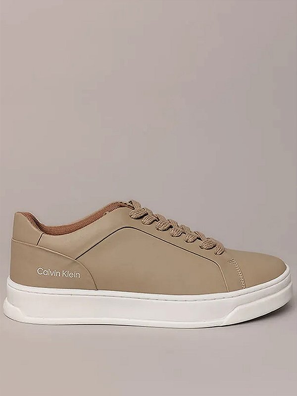 Tênis Couro Calvin Klein Caqui Claro