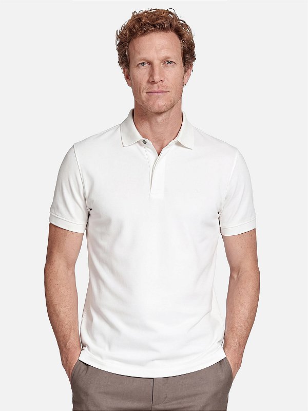 Polo Aramis Manga Curta Piquet Color Fix Off White