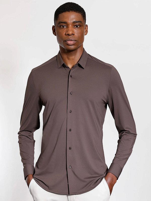 Camisa Urban Bold Manga Longa Chocolate