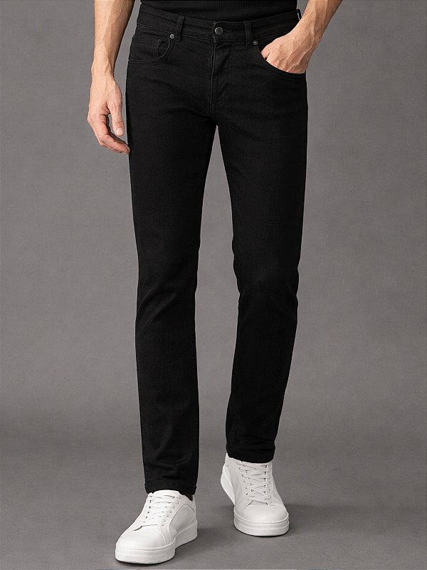 Calça Calvin Klein Five Pockets Ponto Roma Preto