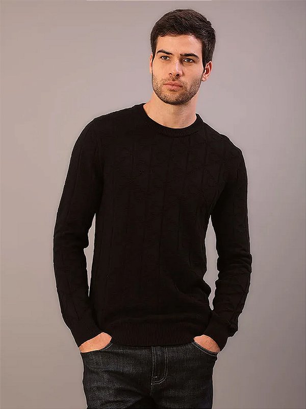 Tricot Masculino Cks Logo Aop Preto