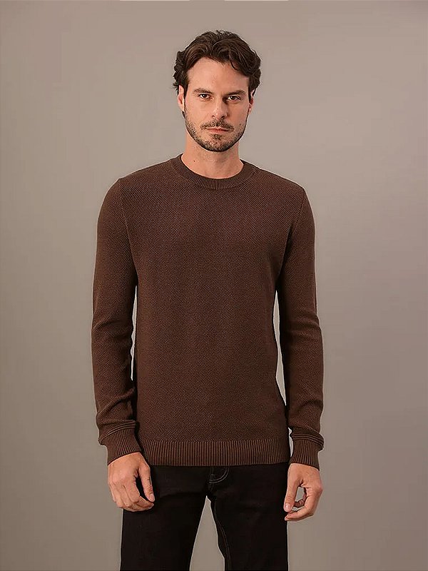 Tricot Masculino Cks Ponto Arroz Marrom