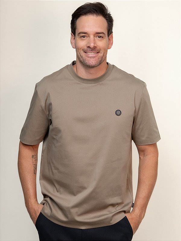 Camiseta Boss C-Taut com Monograma Double B Open Brown