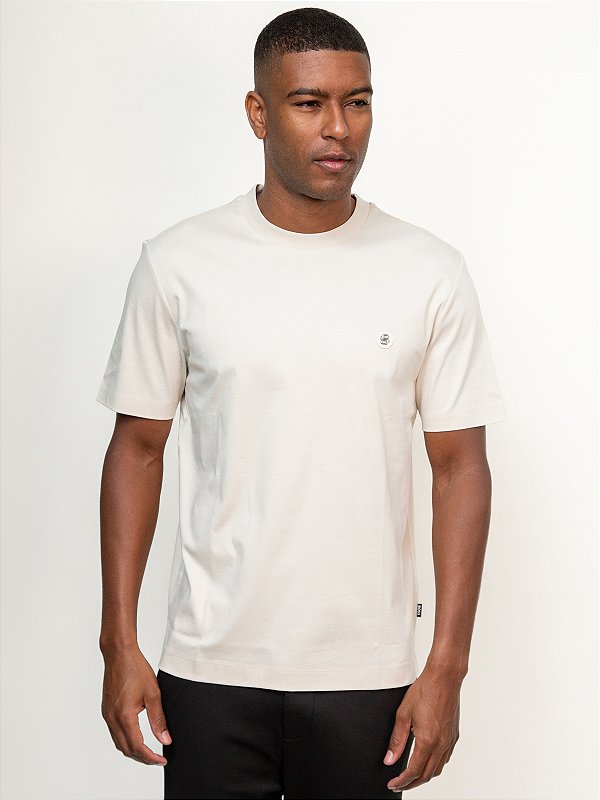 Camiseta Boss C-Taut com Monograma Double B Areia