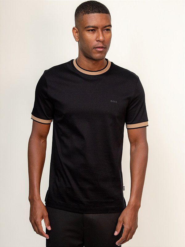 Camiseta Boss Slim em Algodão Mercerizado H-Tessler Preto