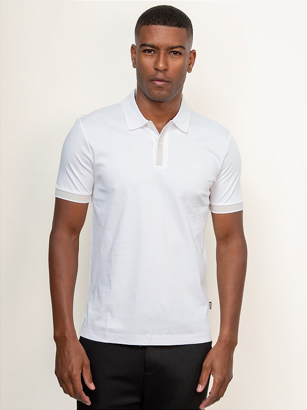 Polo Boss H- Phillipson Slim em Algodão Mercerizado Branco