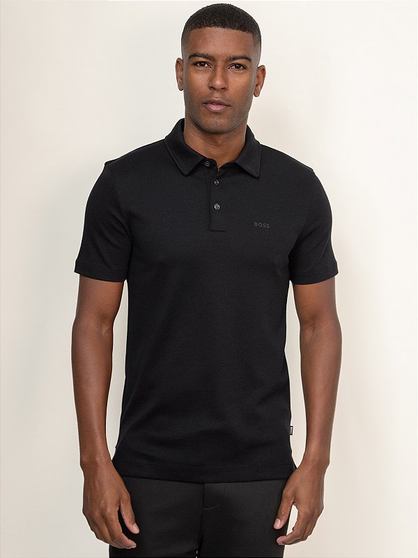 Polo Boss Slim Fit em Algodão Orgânico com Logo