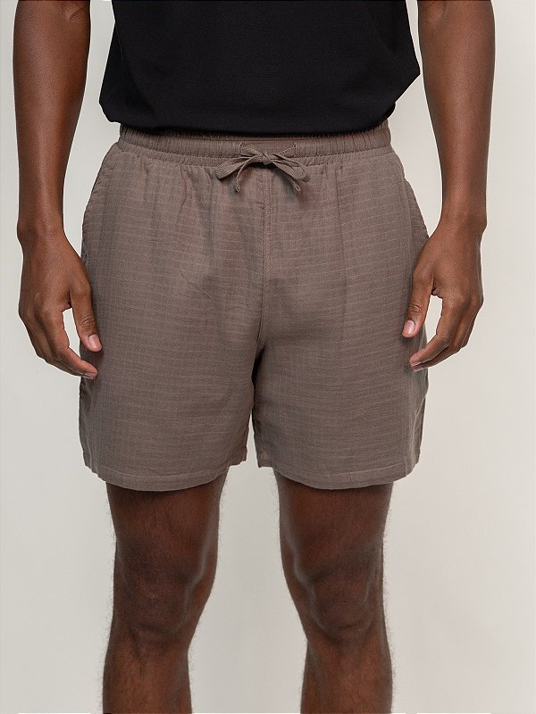 Shorts Boss Vida Linho Marrom