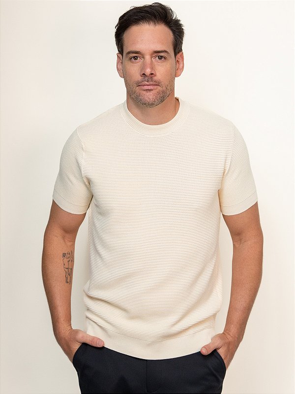 Camiseta Tricot Viscose Ville de France Creme