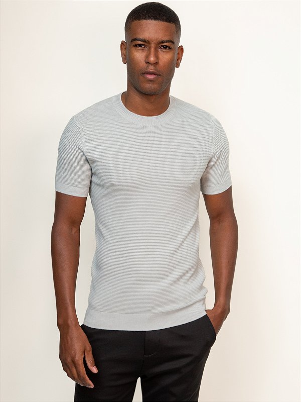 Camiseta Tricot Viscose Ville de France Cinza