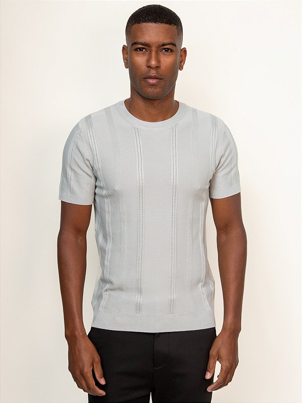 Camiseta Tricot Viscose Ville de France Line Texture Cinza