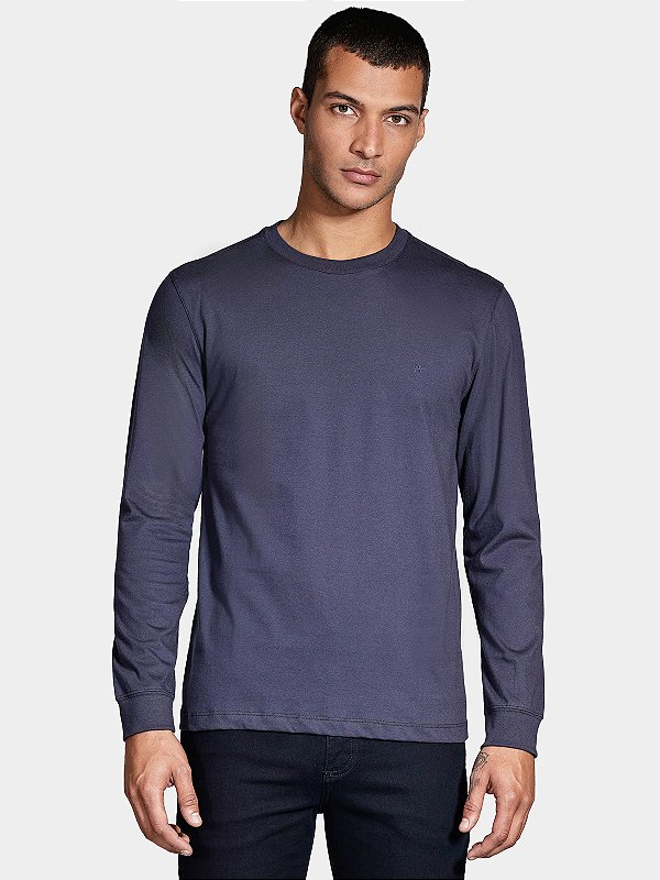 Camiseta Manga Longa Aramis Malha Básica Marinho