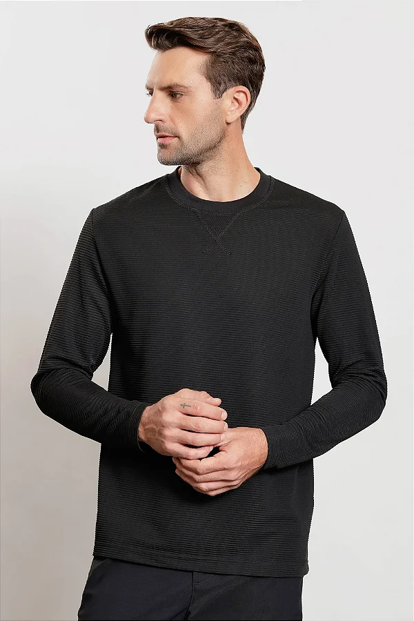 Camiseta Urban Manga Longa Stripes Preto