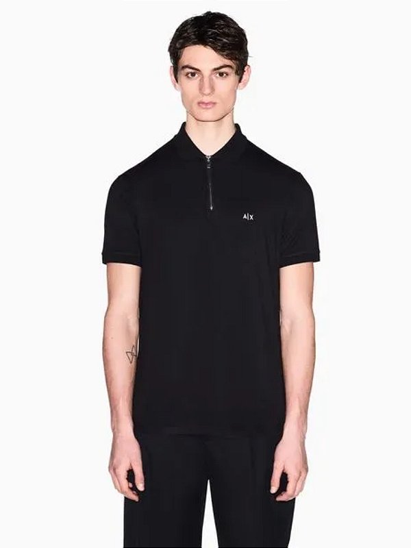 Polo Armani Exchange com Zíper Preto