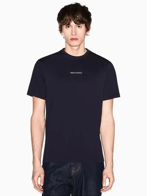 Camiseta Armani Exchange Slim Fit em Algodão Navy