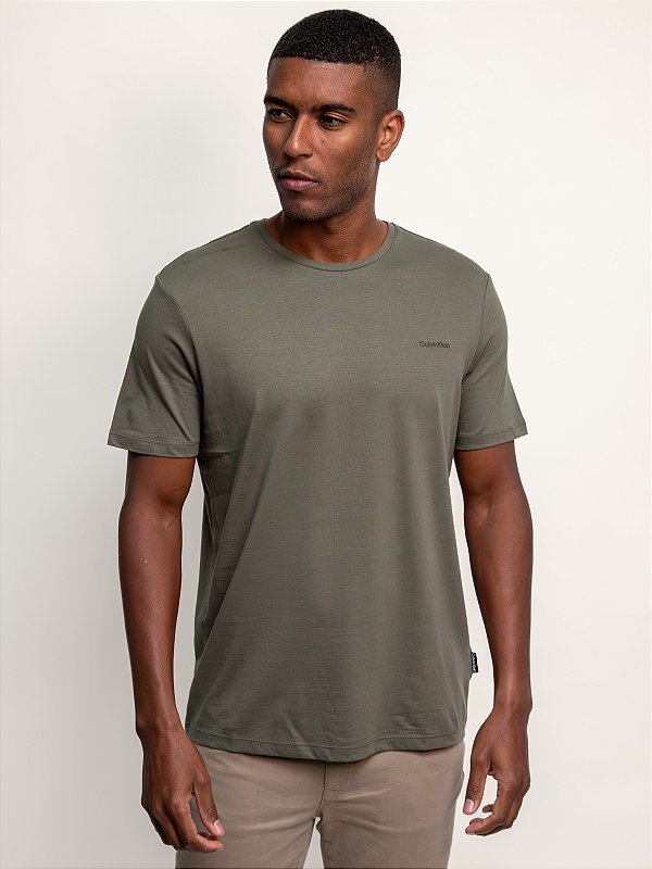 Camiseta Calvin klein Gola Careca Solid Liquid Oliva