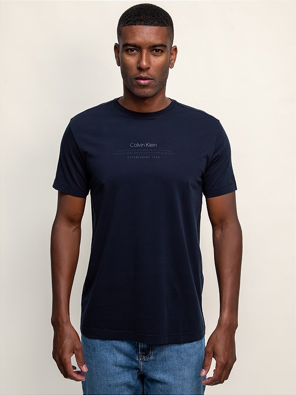 Camiseta Calvin Klein Winter Flowers Marinho