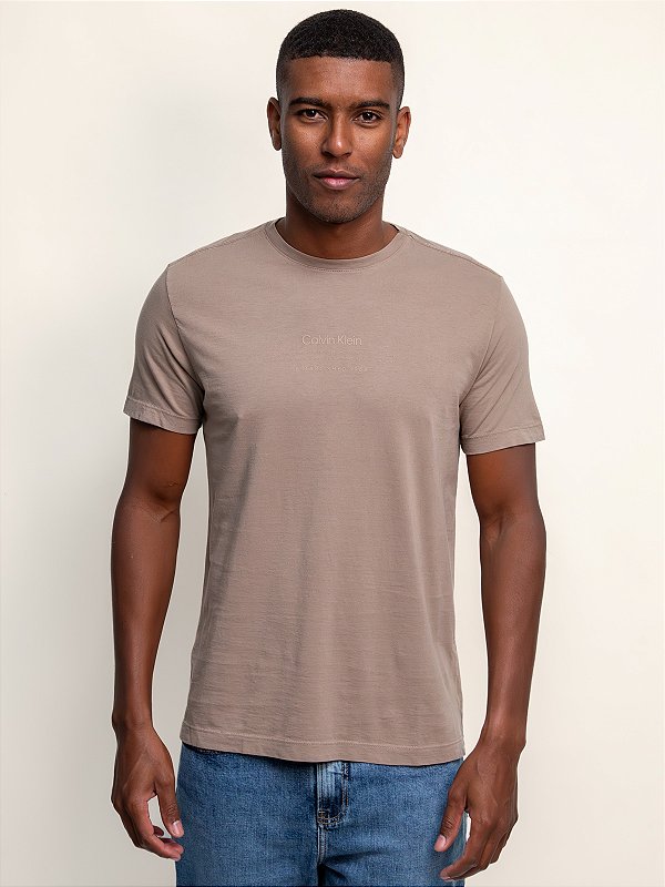 Camiseta Calvin Klein Winter Flowers Caqui Médio