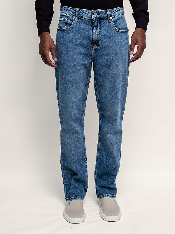 Calça Jeans Calvin Klein Slim Straight 5 Pockets Azul Claro