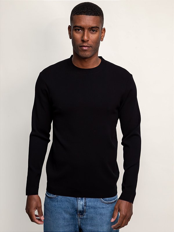 T-Shirt Tricot Manga Longa Ville de France Preto