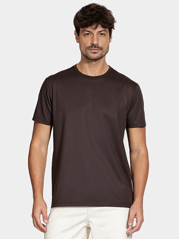 T-Shirt Algodão Australiano Duplo Mercerizada Fio 70 Aramis Café