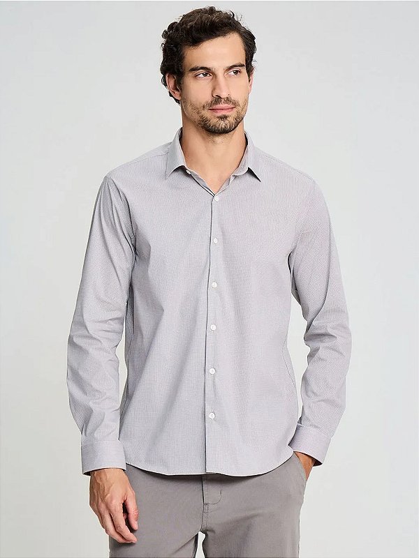 Camisa Docthos Regular Relaxed Fit Manga Longa Poliamida Cinza