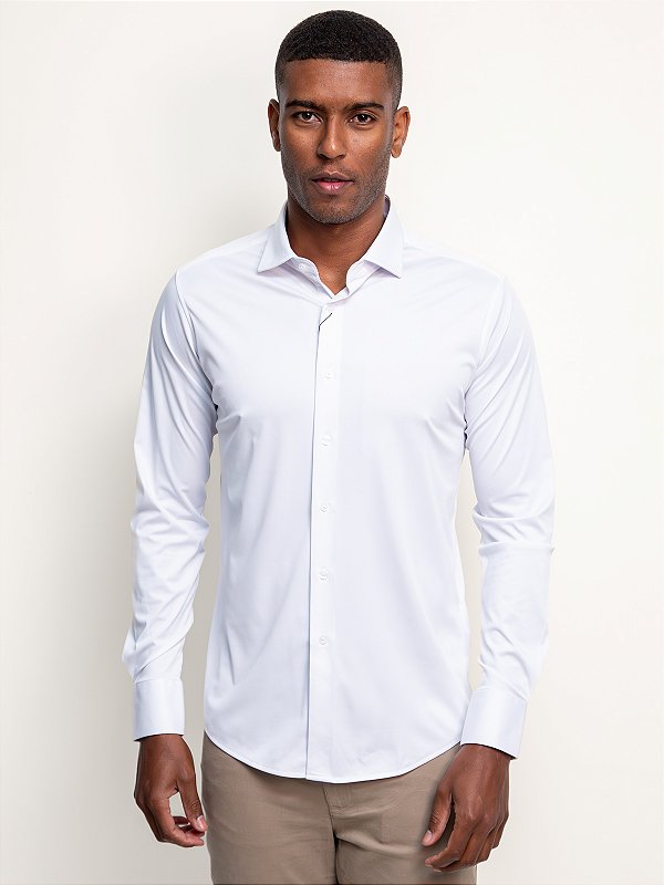 Camisa Manga Longa Slim Tech Flex Ville de France Branco