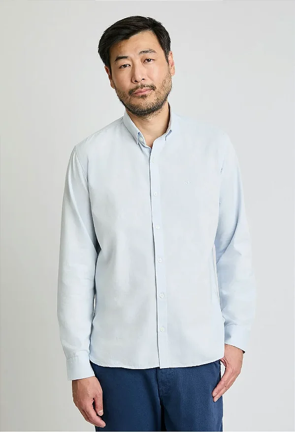 Camisa Docthos Relaxed Fit Manga Longa Oxford Colarinho Americano Serenity