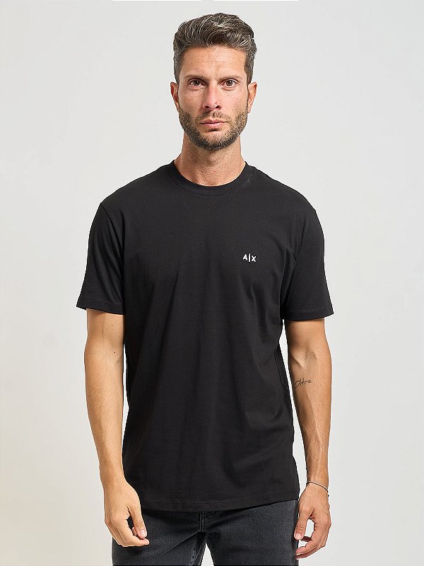 Camiseta Armani Exchange Manga Curta com bordado A|X Preto