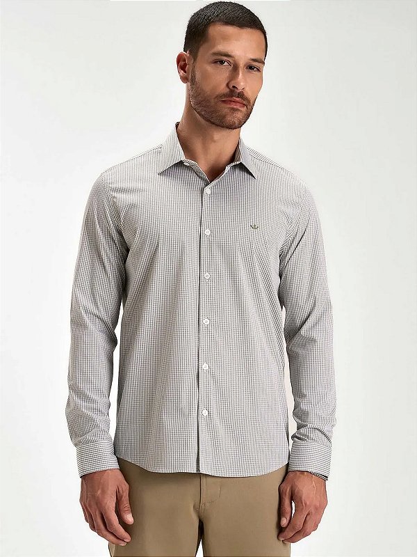 Camisa Docthos Relaxed Fit Manga Longa Xadrez Poliamida Verdinho