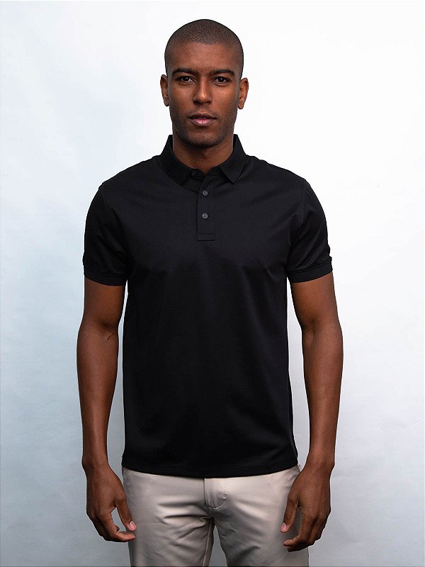 Polo Algodão Australiano Mercerizada A-70 Interlock Aramis Preto