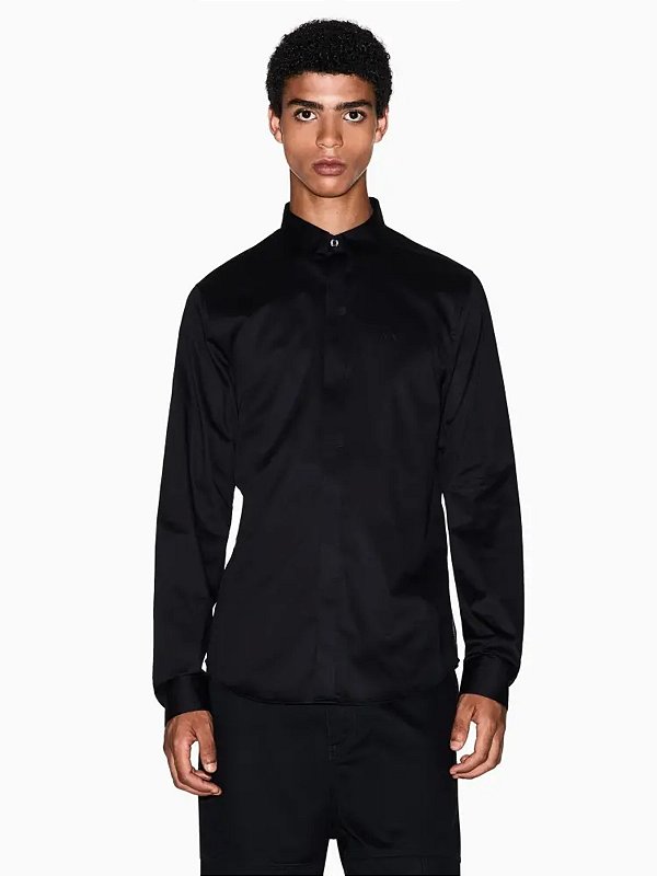 Camisa Manga Longa Armani Exchange Slim Fit Preto