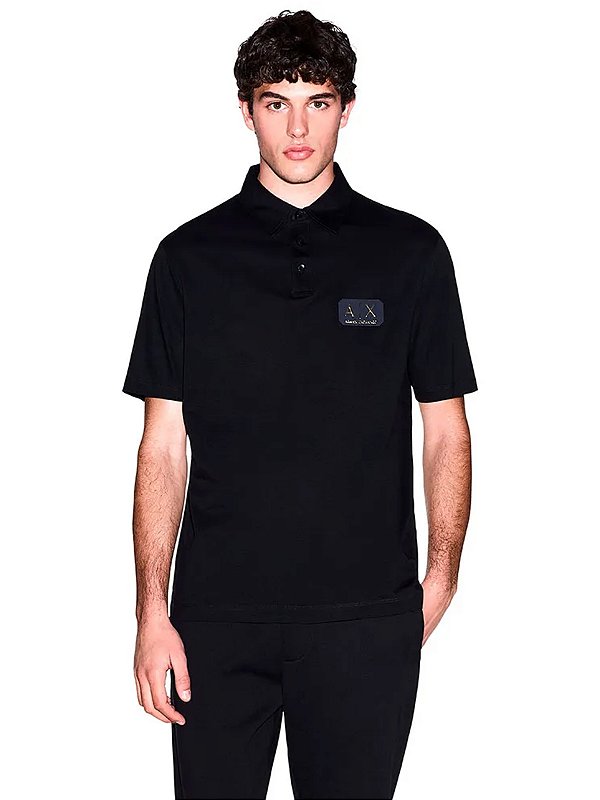 Polo de Algodão Armani Exchange Preto