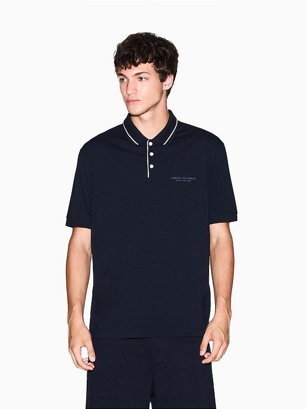 Polo Armani Exchange Stretch Jersey Slim Fit Navy