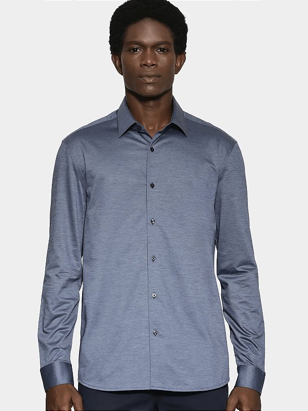 Camisa Aramis Manga Longa Regular Algodão Easy Care Azul Indigo