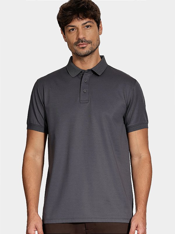 Polo Algodão Australiano Mercerizada A-70 Interlock Aramis Antracite
