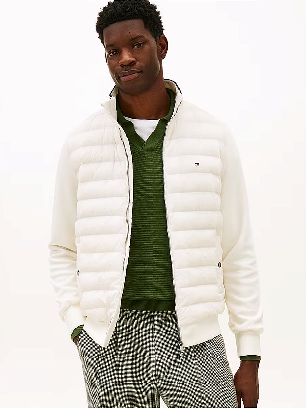 Jaqueta Puffer Tommy Hilfiger Mix Media Stand Collar SandalWood