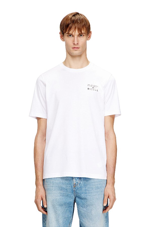 T-Shirt Diesel With Puff Print Regular Cotton Branco