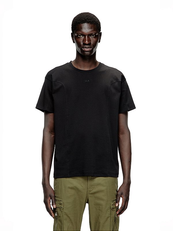 T-Shirt Diesel With Solid Color Panels Preto