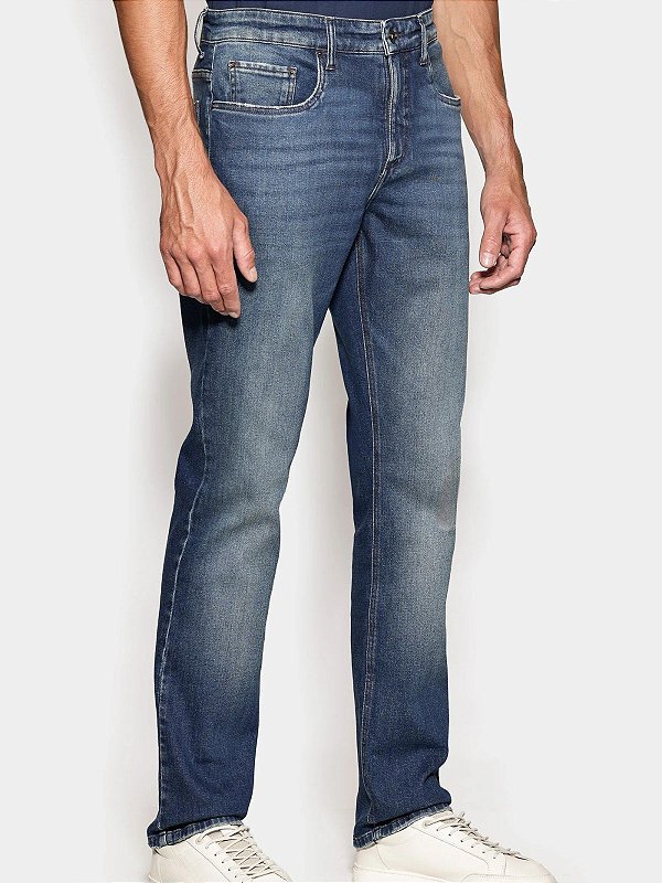 Calça Jeans Aramis Slim Escura Stone Azul Escuro