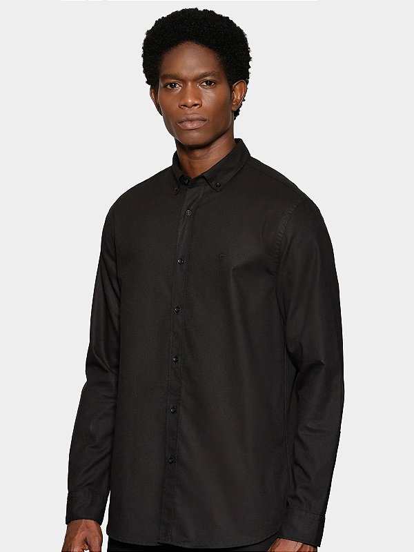Camisa Aramis Manga Longa Slim Oxford Planalto Button Down Preto