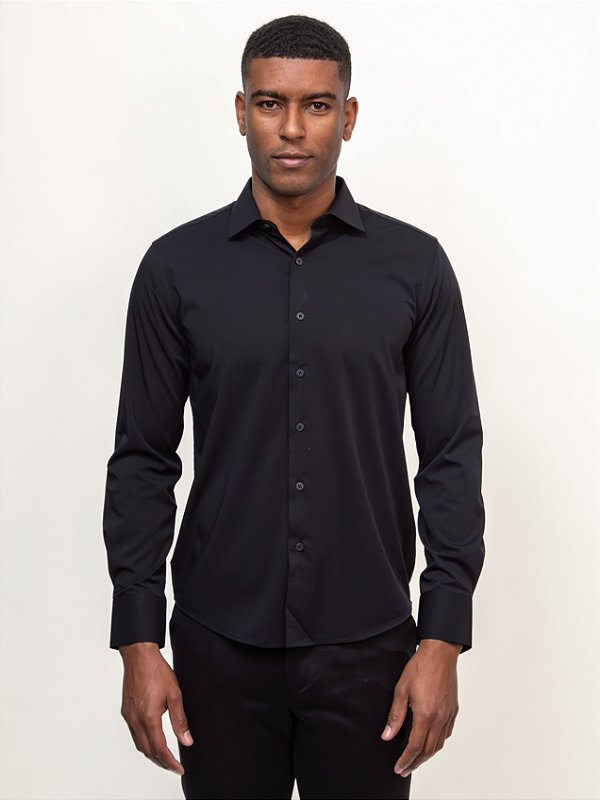 Camisa Ville de France Bambu Manga Longa Slim Premium Preto
