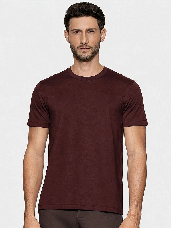 Camiseta Modal Silk Blend Seda Aramis Burgundy